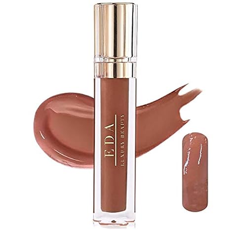 Nude Brown Diamond Shine Lip Gloss, Non-Sticky, High Shine Finish Liquid Lipstick - Vegan & Cruelty-free, Chic Glam