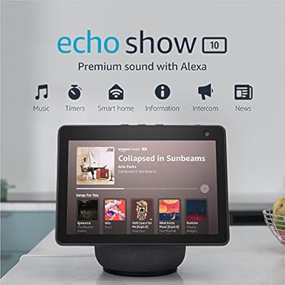 Amazon Echo Show 10 (newest model), HD smart display with premium sound, motion and Alexa, Charcoal