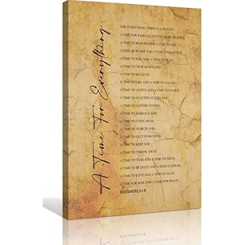 Ecclesiastes 3 1-8 Wall Art Bible Verse Poster Room Decorative Paintings for Bedroom Artwork for Home Pictures for Bathrooms Rectangular Canvas Kitchen Contemporary Prints Photo Giclee Printing Canvas 12x18inch30x45cm,Unframed