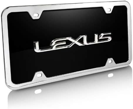 Lexus 3D Name Black Acrylic License Plate with Chrome Frame Kit