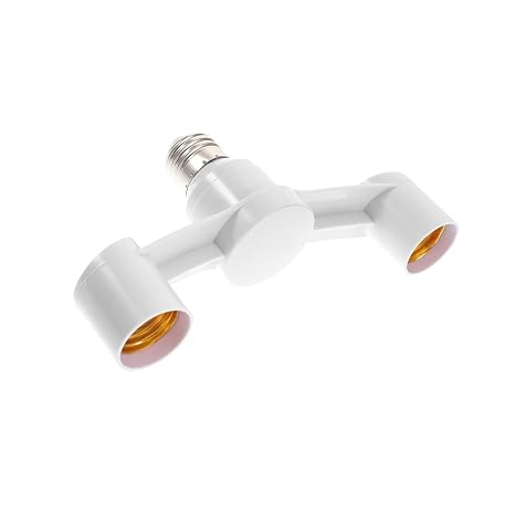 2 in 1 Light Socket Splitter Adapter, Bulbs Socket E27 Dual Heads Lamp Holder, Converting Single E27 Light Socket Into Double Lamp Sockets Extender. 1Pcs