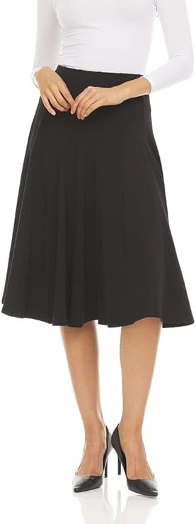KIKI RIKI Panel Midi Skirt with Elastic Waist for Womens/Teens Multiple Lengths