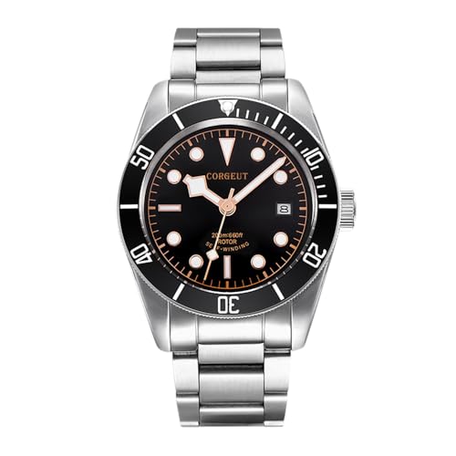Corgeut 6009-C Mens Luxury Sapphire Crystal Automatic Mechanical Watch - 3-Hand Date Function, 10-Bar Water Resistant Business Timepiece - Self-Winding Classic Wristwatch for Business and Casual Wear