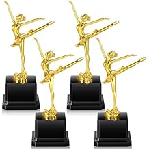 Quelay 4 Pcs 7.9 Inch Dance Ballet Trophy Awards Gold Plastic Trophies Bulk for Employee Recognition, School Prizes, Motivational Gifts, Celebrating Outstanding Achievements, Competitions
