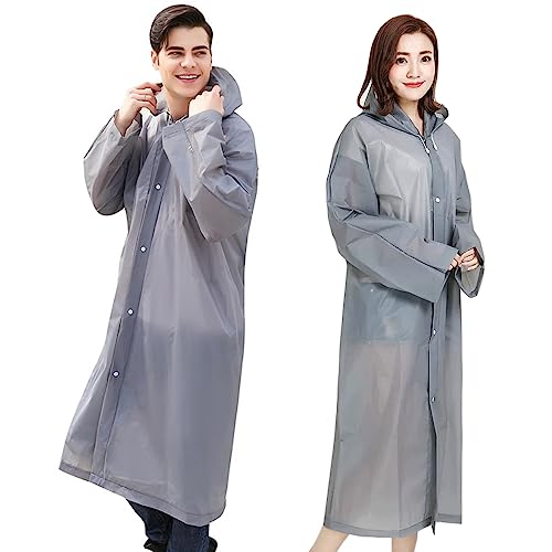 Reusable Adults Rain Ponchos, 2 Pcs EVA Portable Raincoats for Women Men with Hood for Disney Outdoor