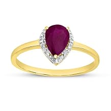 10k Yellow Gold Pear Ruby And Diamond Ring