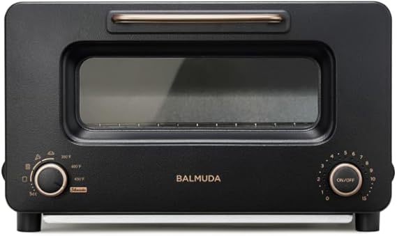 BALMUDA The Toaster Pro | Steam Oven Toaster | Compact Size 14.1W 12.6D 8.2H | 6 Modes: Shokupan, Golden Toast, Pizza, Croissant, Oven, Salamander Grill | (Baking Tray Sold Separately) | Black