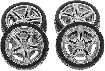 4Pcs Black Tires,48mm Simulation Rubber Wheel Tire Wheel Toy Model DIY RC Spare Parts Easy Installation Small in Size,Tire and Wheel Sets,Remote and App Controlled Vehicles and Parts,Wheels and Tires