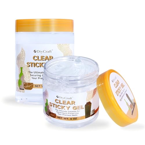 10 oz Clear Sticky Gel for Museum Exhibits, Reusable Putty, Non-Toxic Clear Adhesive Glue Gel to Antiques, Glass, Ceramic and Action Figures 10