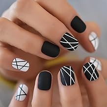 EchiQ Neon Fake Nails Short for Daily Wear Square Natural Shape Glossy Gel Nails Orange Pink Simple Tips with Adhesive