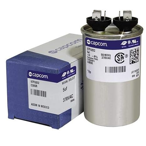 97F9202 5 uf MFD 370 Volt VAC - CBB65 Round Run Capacitor