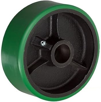 CasterHQ - 8" X 2" Green Polyurethane ON CAST Iron CORE - 1,400 LBS Cap - Replacement Caster Wheel