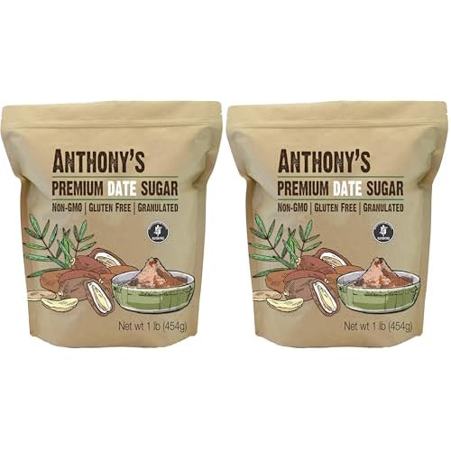 Anthonys Date Sugar, 1 lb, Gluten Free, Non GMO, Vegan, Granulated Pack of 2