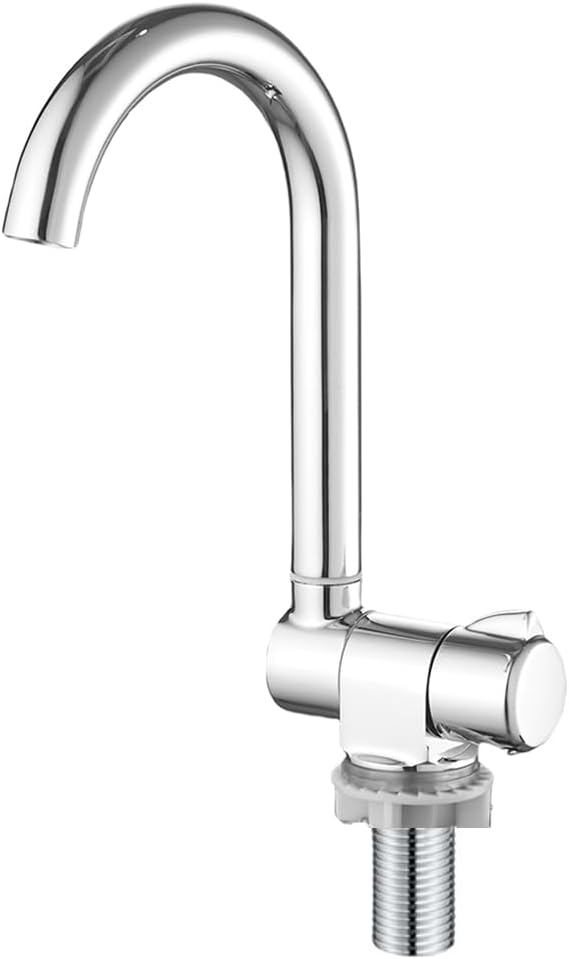 RV Sink Basin Faucet, Marine Cold Water Faucet, Kitchen Folding RV Replacement Accessories for Home Caravan Yacht Boat Camping Wall Mount or Deck Mount Chrome