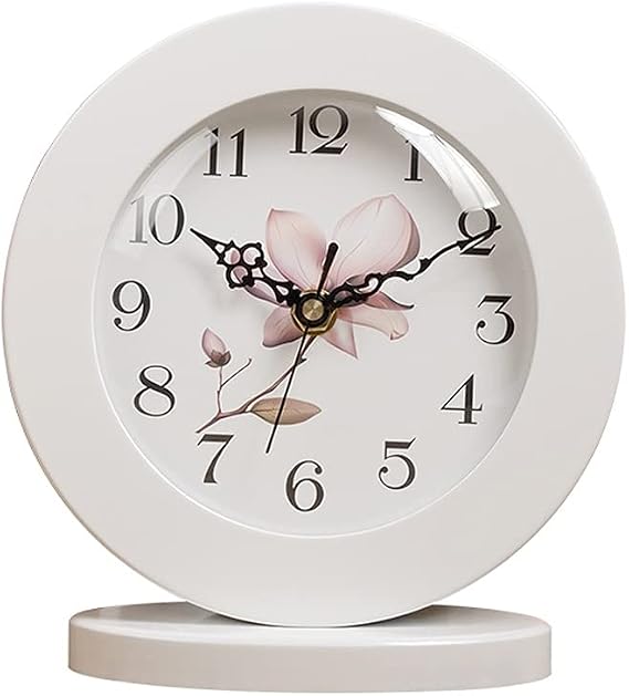 White Classic Wooden Silent Table Clock Retro Art Desk Clock Home Decro Wooden Desk Clock