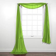 Decotex Elegant Solid Sheer Voile Window Curtain Treatment Panel Drapes Or Scarf Valance in a Variety of Colors (1 Scarf 54" X 216", Lime Green)