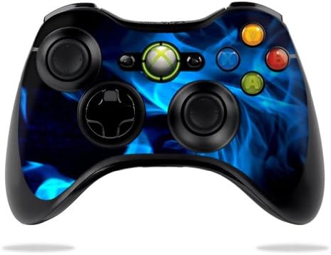 MightySkins Skin Compatible with Microsoft Xbox 360 Controller - Blue Flames | Protective, Durable, and Unique Vinyl Decal wrap Cover | Easy to Apply, Remove, and Change Styles | Made in The USA