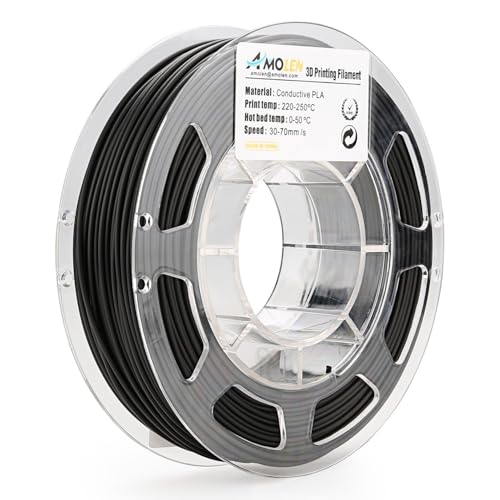 AMOLEN PLA Filament,1.75mm 3D Printer Filament, Conductive Black Printing Filament PLA Dimensional Accuracy - 0.02 mm, Fit Most FDM Printer, 200gConductive Black
