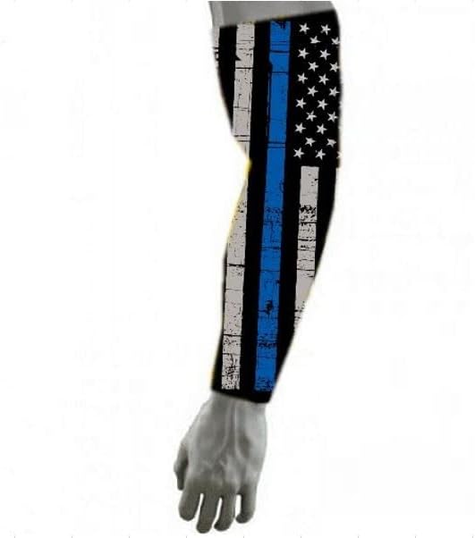 Police Thin Blue Line Flag Compression Arm Sleeve