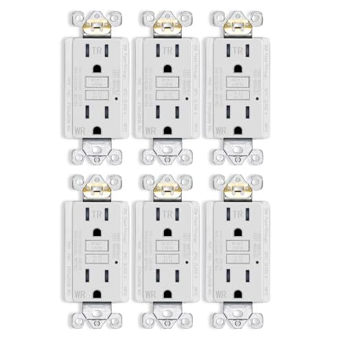 MOES GFCI Outlet 15 Amp, Self-Test GFCI Electrical Outlet with Weather & Tamper Resistant Receptacle, LED Indicator, Outdoor or Indoor Use, UL Listed, Without Wall Plate Matte White, 6 Pack
