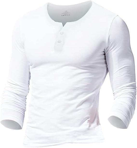 Muscle Alive Mens Short Sleeve Henleys T-Shirt Placket Plain v Neck Shirts