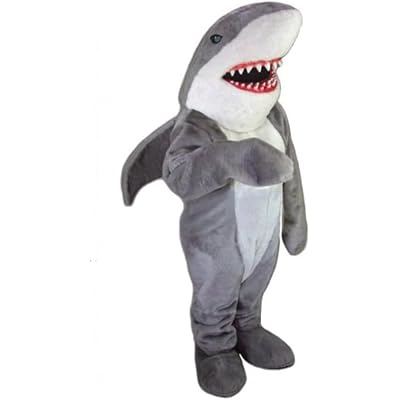 Deluxe Grey Shark Mascot Costume Adult Size for Men & Women with Built-in Fan Inside the Head