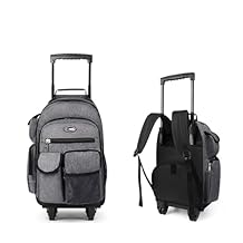 20'' Rolling Backpacks, 2 in 1 Travel Backpack for Man/Women,Backpack for Travel w/Wheels,Trolley Suitcase w/Telescopic Handle,2560-Grey