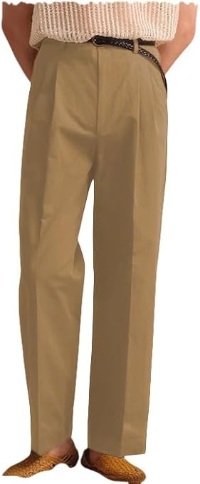 Men's Cotton Gurkha Dress Pants Slim Fit Naples Suit Pant Casual Trousers Italian Style Pants
