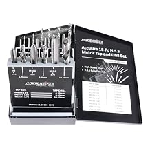 Accusize Industrial Tools Metric 18 Pc H.S.S. Tap and Drill Set, 0001-0052