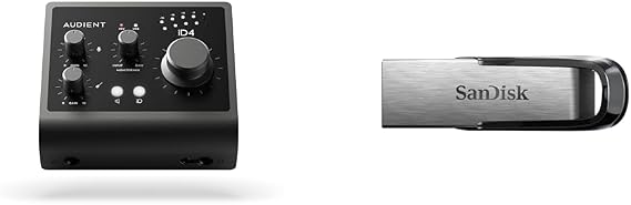 Audient Audio Interface iD4 MKII, Class A Console Microphone Preamp & SanDisk 128GB Ultra Flair USB 3.0 Flash Drive