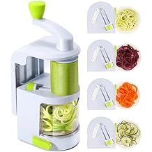 4 in1 Spiralizer Vegetable Slicer with Rotating Blades Strong Suction Cup Heavy Duty Zucchini Noodle Maker Perfect for Veggie Pasta Salads and More