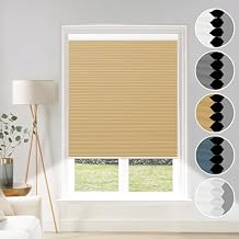 Grandekor Blackout Window Blinds and Shdes Cordless Cellular Shades, Pale Beige-White, 46x48 inch