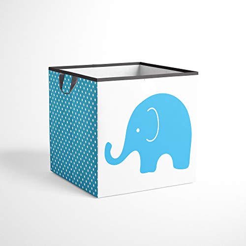 Bacati - Small Storage Tote Elephants AquaLimeGrey 10 X 10 X 10 inches