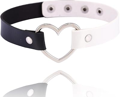 Tgirls Halloween Punk Choker Necklace Black Love Heart Leather Collar Gothic Necklaces for Women