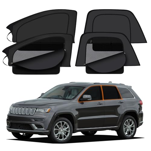 XCBYT 2014-2023 Grand Cherokee Car Window Shades | Dual Purpose Car Window Covers with Breathable Mesh | Insulate Heat 99% Sun UV Blackout | Keeps Cool Privacy Curtains for Napping Camping