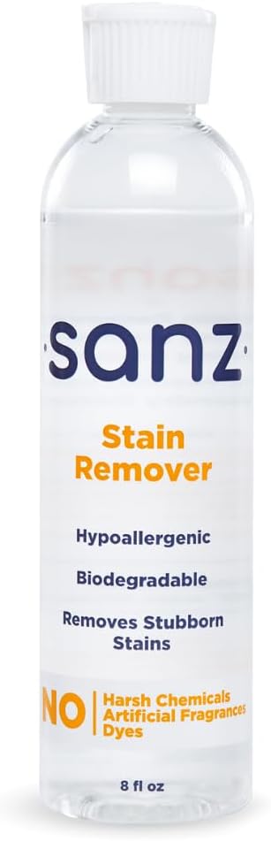 SANZ Stain Remover For Stubborn Stains & Odors, No Residue, Hypoallergenic, Biodegradable, Zero Harsh Ingredients, 8 oz