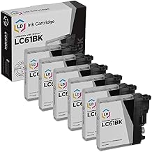 LD Compatible Ink Cartridge Replacement for Brother LC61BK (Black, 6-Pack) Compatible with Brother DCP-165c DCP-585CW DCP-375CW DCP-385CW DCP-J125 DCP-395CN