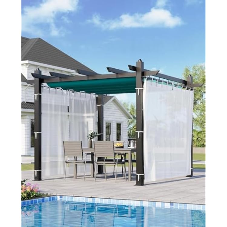 Patio Shade Canopy, 10x13 Ft Outdoor Pergola, with Retractable Canopy, Retractable Sun Shades Outdoor Patio, Upgraded Aluminum Faux Wood Grain Metal Patio Pergola for Modern Backyard Deck, Porch