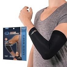 Copper Compression Elbow Sleeve - Copper Infused Orthopedic Brace for Golf Elbow, Bursitis & More - Fits Men & Women -1 Sleeve- Original/Black - S