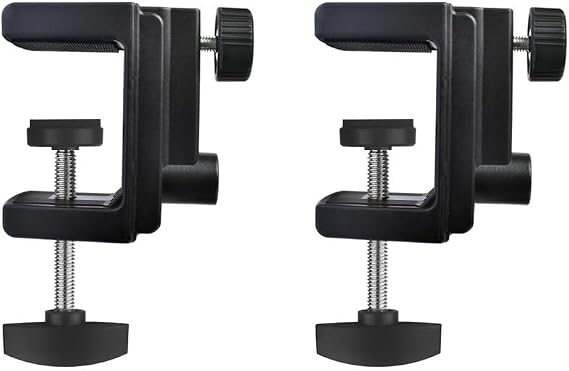 2 Pack Boom Arm Clamp Replacement Microphone Stand Desk C-Clamp Desktop Mount Holder Bracket for Microphone Arm Stand Suspension Boom Scissor Mic Stand Table Lamps Desk Lamp