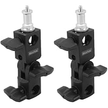 NiceFoto FLH-05 2PCS Camera Flash 0-180 Swivel Mount Bracket with Standard 1/4 to 3/8 inch Metal Male Screw Spigot Stud Compatible for Umbrella Softbox Reflector Holder Stand for Flash Speedlite