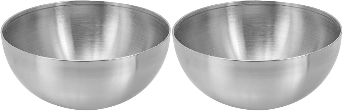 Hemoton 2pcs Stainless Steel Mixing Bowls, Thicken Salad Bowl Food Serving Bowl for Cooking, Baking, Prepping, Silver- 15cm/ 6inch