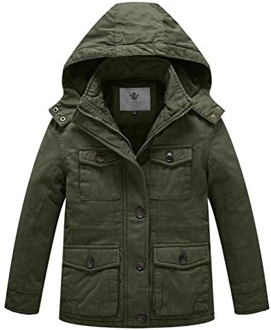 WenVen Boys & Girls Winter Warm Sherpa Lined Parka Coat with Removable Hood