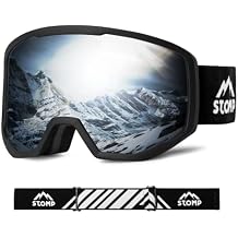 STOMP Ski/Snowboarding Goggles 100% UV400 Protection Replaceable Lens/Straps Goggle for Men, Women & Youth