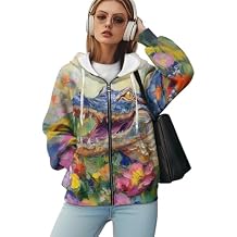 WELLFLYHOM Zipper Sweatshirt Hoodies for Women Oversize Y2K Jackets Graphic Sweater Shirts Long Sleeve Loose Coat Fall Outfit