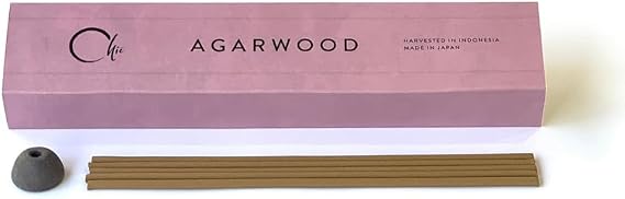 CHIE - AGARWOOD Japanese Style Incense 30 Sticks with Incense Holder, Nippon Kodo