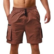 Mens Cargo Casual Shorts Lightweight Stretch Athletic Shorts Elastic Waistband with Pockets Hiking Gym Beach