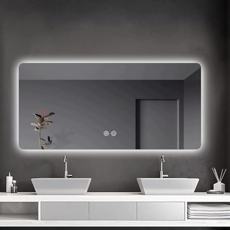 Bathroom Mirror, Nordic Smart Mirror, Bathroom Lighted Anti-Fog Mirror, Bathroom Wall-Mounted Bathroom Mirror, Touch Screen Light Control, high-Definition Mirror 15.7  23.6in40  60cm