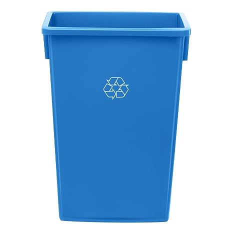 23 Gallon Slim Rectangular Waste Bin, Heavy-Duty Trash Can, Commercial Recycle Container, Durable Plastic Garbage Can for Restaurants, Office, Garages, Hotels, Kitchens, Blue