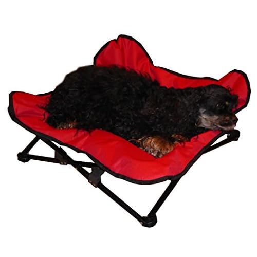HDP Elevated Padded Napper Cot Space Saver Pet Bed Color:Red Size:Large